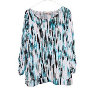 Chicos Easywear Womens Abstract Print Long Sleeve Top